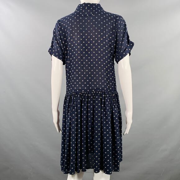 JEAN PAUL GAULTIER Size 6 Navy Grey Polyester Skulls Shirt Dress - Picture 4 of 9